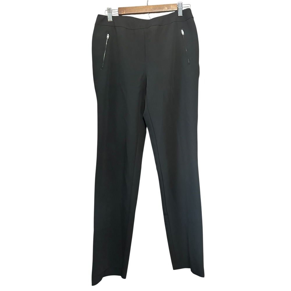 Zac & Rachel Womens Black Dress Pants Size 6 Zipper Accents Stretch Career